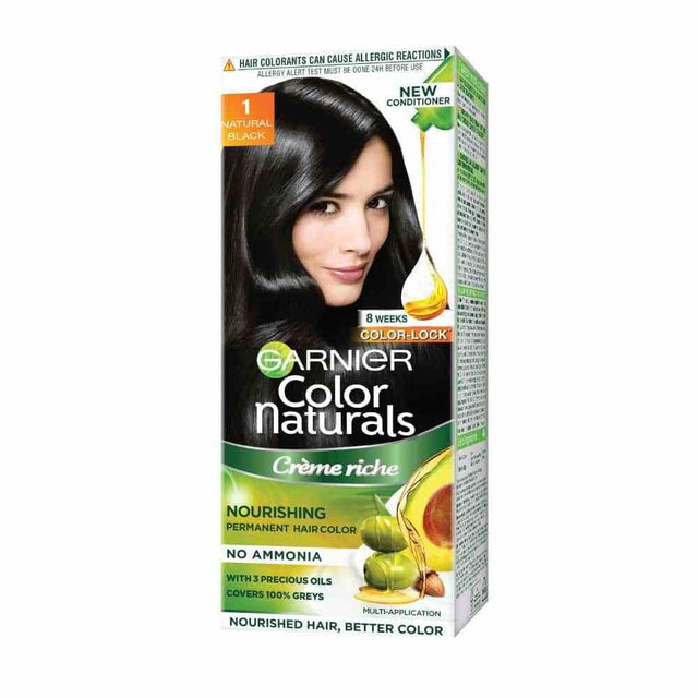 Garnier Color Naturals Crème Hair Colour - Shade 1 Natural Black 35 ml + 30 g - Quick Pantry