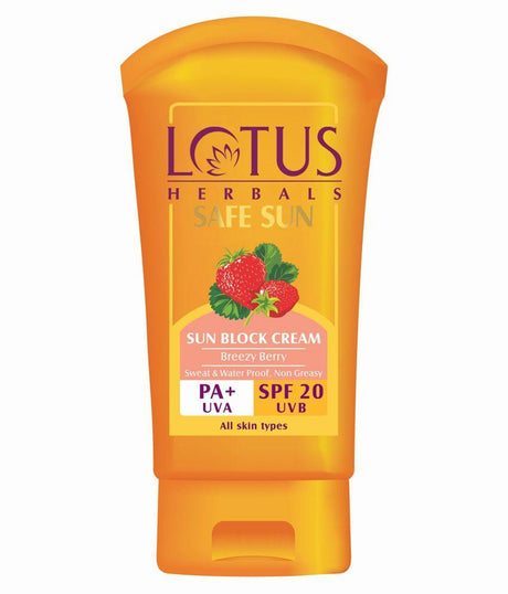 Lotus Herbals Safe Sun Breezy Berry Sun Block Cream 50 g - Quick Pantry