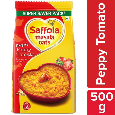 Saffola Peppy Tomato Instant Masala Oats 500 g - Quick Pantry