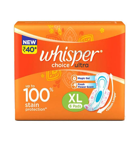 Whisper Choice Ultra Sanitary Pads - Extra Long XL 6 Pads - Quick Pantry