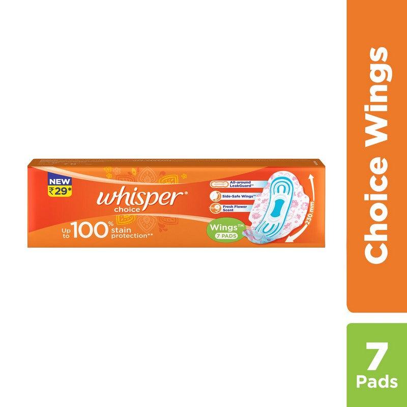 Whisper Choice Sanitary Napkins Ultra with Wings -Pack of 7 Pads (Regular)