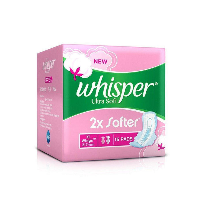 Whisper Sanitary Pads - Ultra Soft XL+ Wings 15 Pads — Quick Pantry